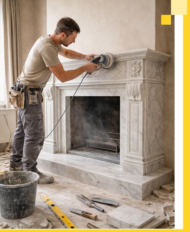 Изготовление и установка мраморных каминов в Балтийске под ключ