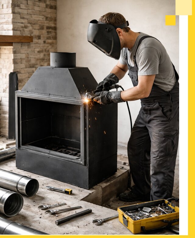 Продажа и установка металлических каминов в Балтийске под ключ