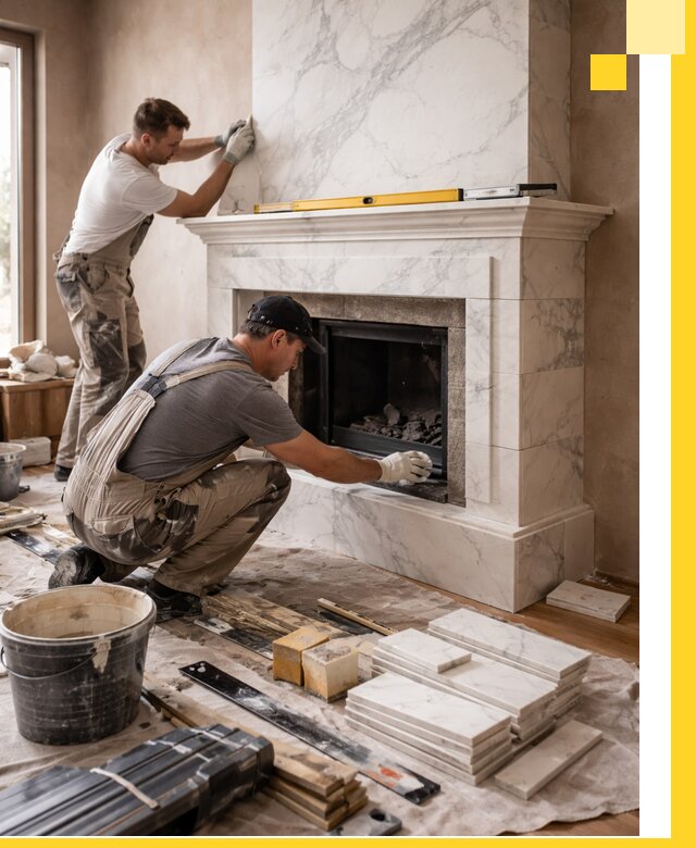 Отделка каминов в Балтийске качественные облицовочные работы