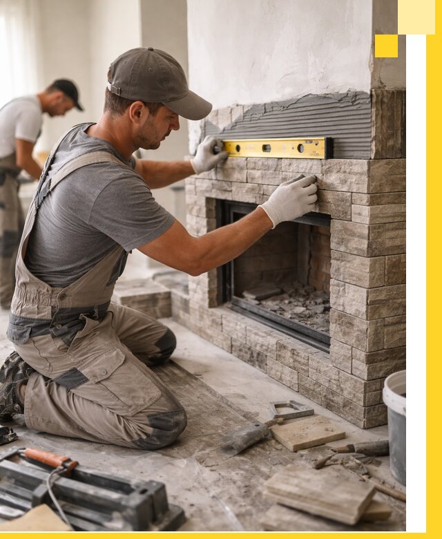 Облицовка каминов в Балтийске, монтаж и отделка натуральным камнем