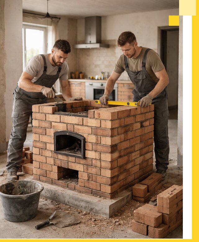 Установка и монтаж печей в частном доме в Балтийске под ключ