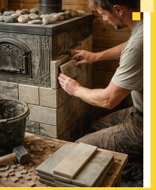 Облицовка банных печей в Балтийске профессиональная отделка