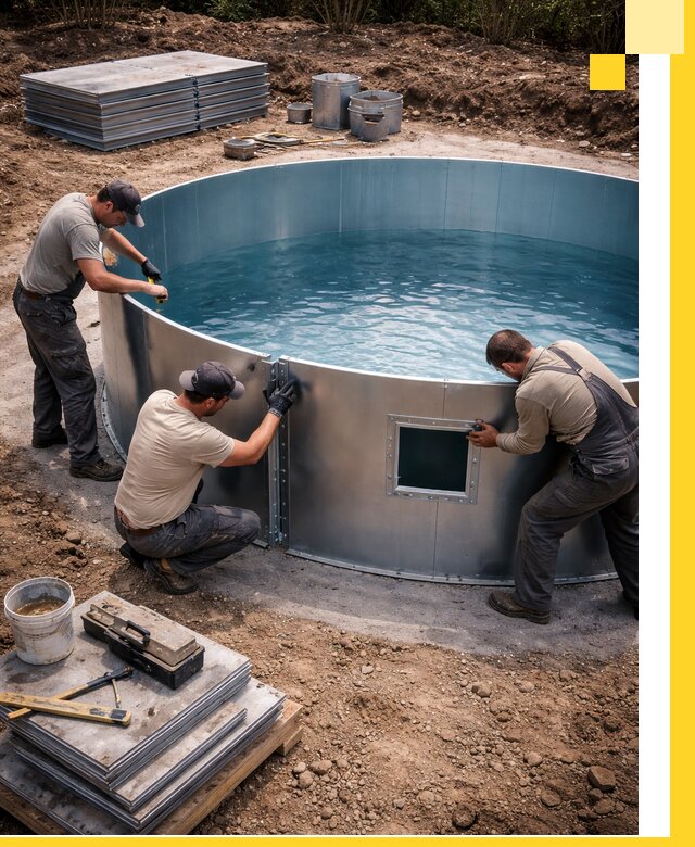 Круглые бассейны под ключ в Балтийске проектирование и монтаж