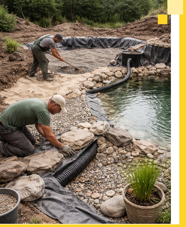 Строительство природных бассейнов и озер в Балтийске под ключ