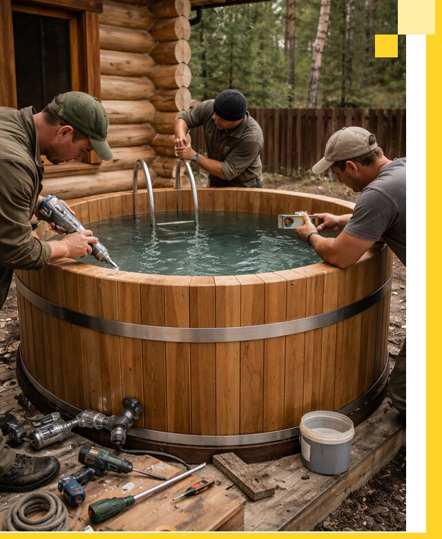 Строительство бань с купелью под ключ и отделкой в Балтийске