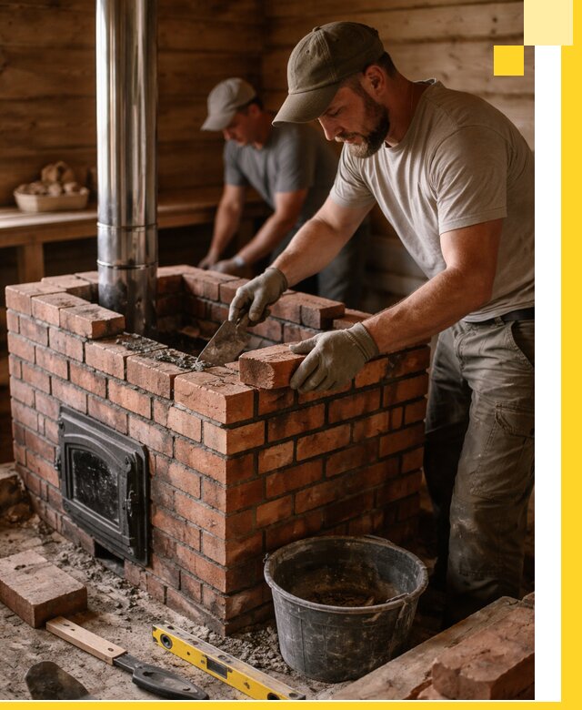 Кирпичные печи для бани под ключ в Балтийске, проект и монтаж