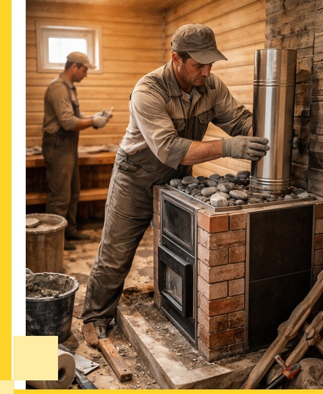 Монтаж печи в бане под ключ в Балтийске от 20390 р. | ЭриданБлт