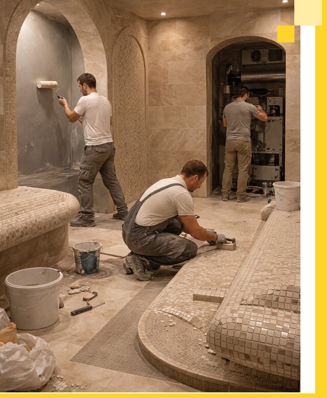 Строительство бани с хамамом и бассейном под ключ в Балтийске