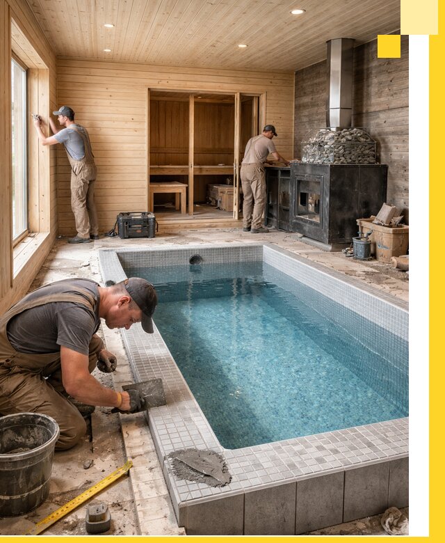 Проект бани с бассейном и сауной в Балтийске под ключ