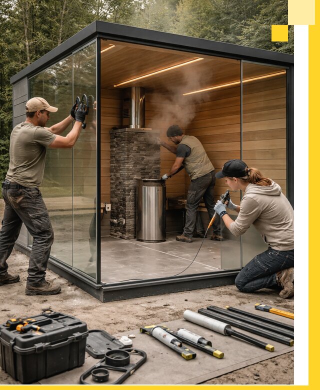 Проектирование и строительство стеклянных бань в Балтийске