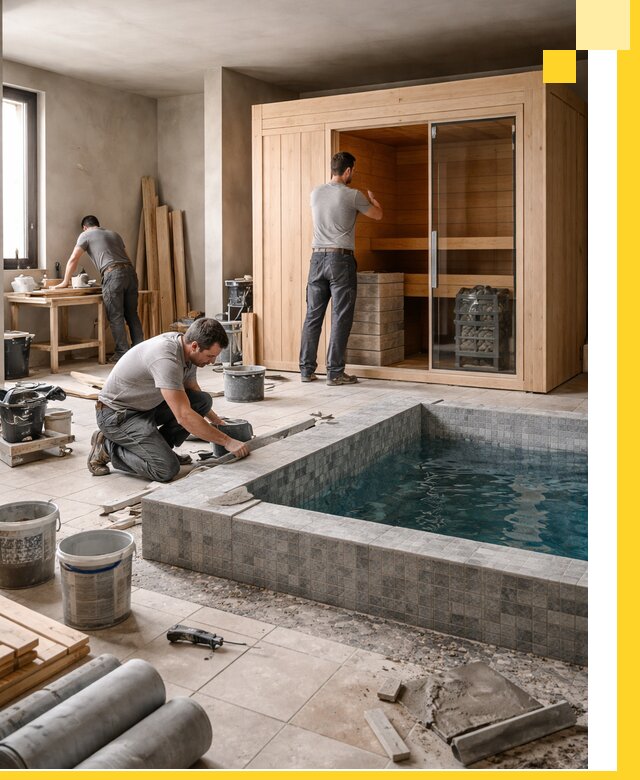 SPA зоны под ключ с бассейном сауной и печью в Балтийске